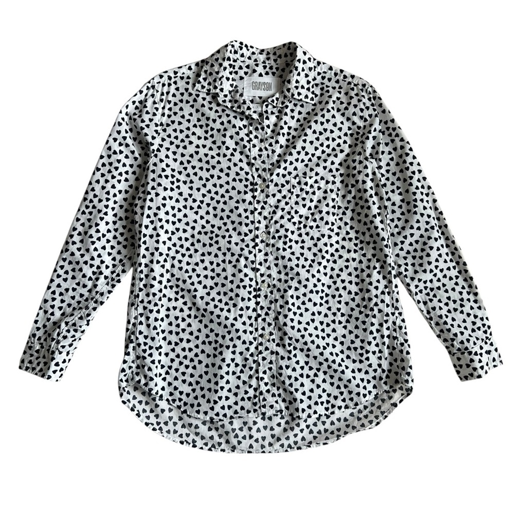 Grayson by Frank & Eileen The Hero 100% Cotton Button Down Shirt Heart Print‎ S